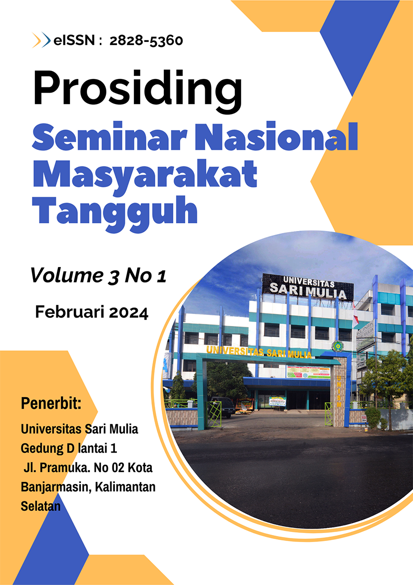 					View Vol. 3 No. 1 (2024): Prosiding Seminar Nasional Masyarakat Tangguh  (ARTICLE IN PROGRESS)
				
